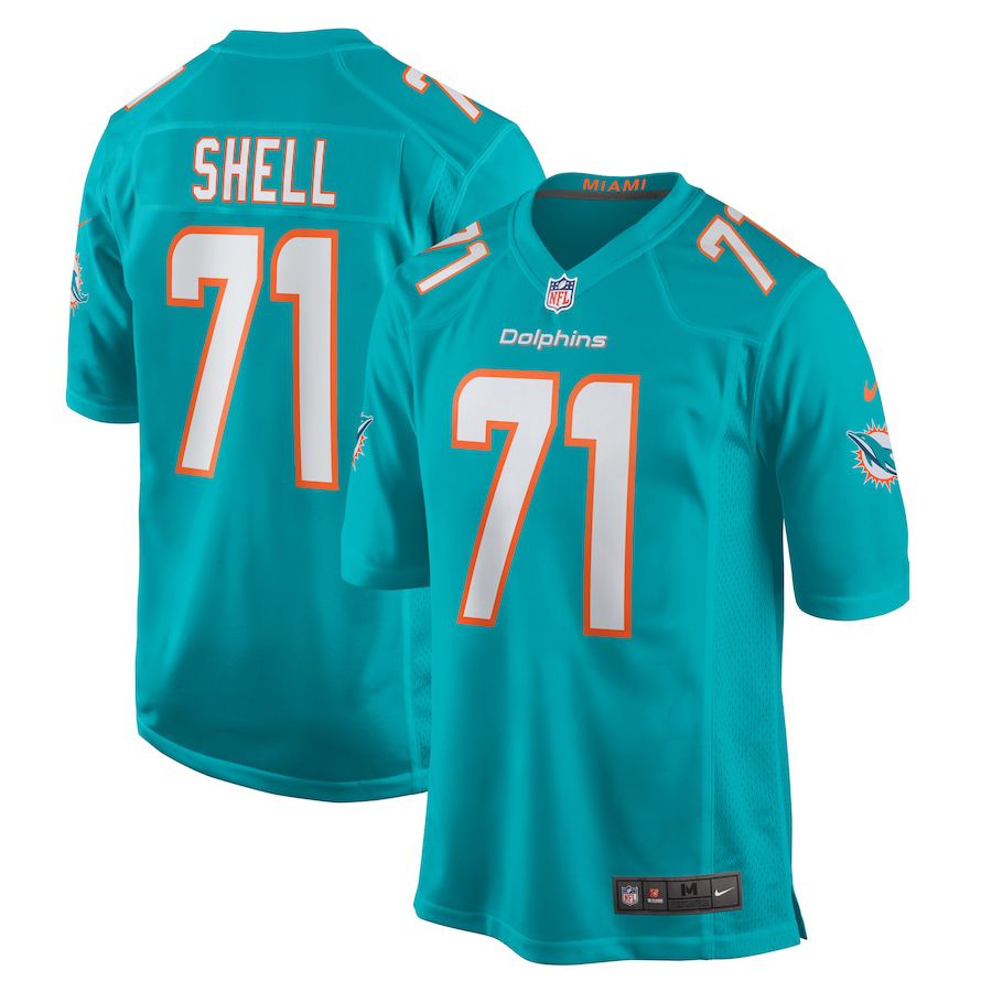 Men Miami Dolphins #71 Brandon Shell Nike Aqua Home Game Player NFL Jersey